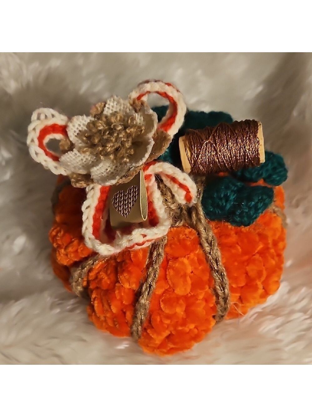 Handmade Crochet Pumpkin Home Decor Accessory Orange